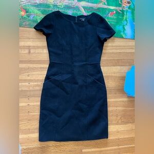 Black boiled felted wool Theory everything dress 6 pockets LBD normcore workwear